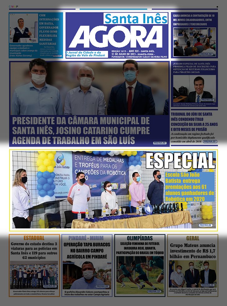 Capa do Jornal Agora Santa Inês destaca conquista dos alunos Capa do Jornal Agora Santa Inês destaca conquista dos alunos