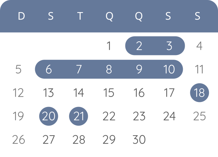 Calendário - abril de 2026