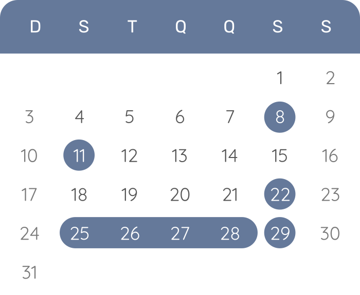 Calendário - agosto de 2025