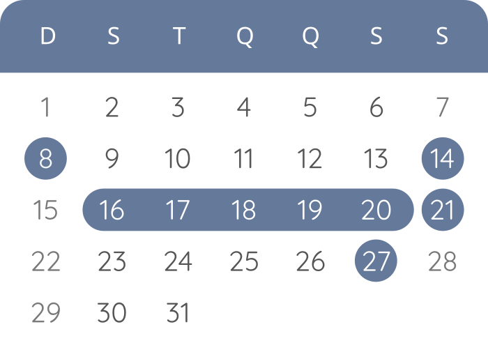 Calendário - março de 2026