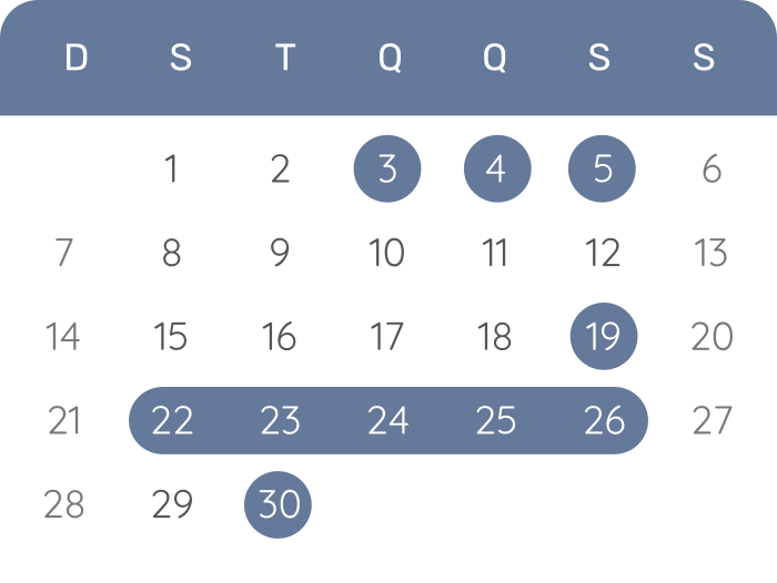 Calendário - setembro de 2025